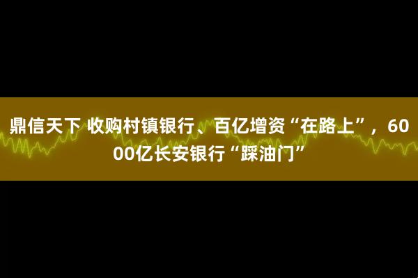 鼎信天下 收购村镇银行、百亿增资“在路上”，6000亿长安银行“踩油门”